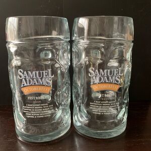 Vintage Samuel Sam Adams Octoberfest Fest WIth The Best Dimpled 0.5L Lot 2 Mugs
